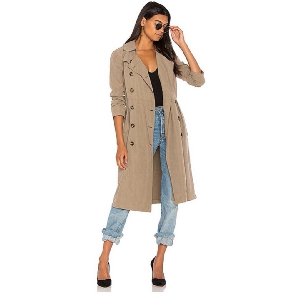 Jack by BB Dakota Walnut Trench Coat Size Medium NWT Lagenlook Modest Quiet
